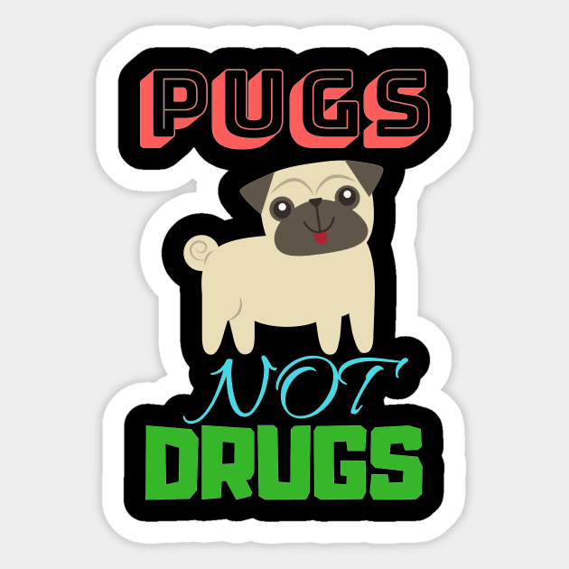 Pugs Not Drugs Funny Sticker by bluenoodle